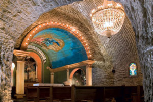 Wieliczka Salt mines Krakow and the extraordinary Saint Kinga's chapel with Salt Chandelier and Altar