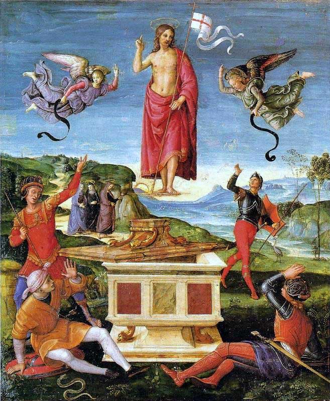 The Resurrection of Christ (1499–1502), by the Italian High Renaissance master Raphael Stations of the Resurrection with Pictures - Via Lucis The Resurrection of Christ (1499–1502), by the Italian High Renaissance master Raphael Stations of the Resurrection with Pictures - Via Lucis