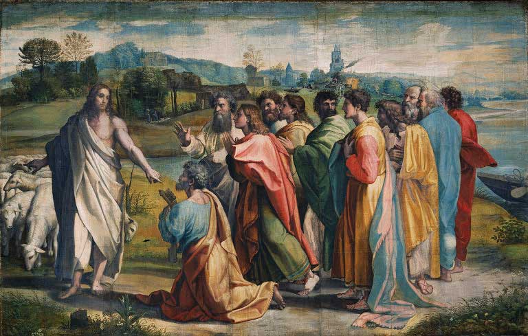 Raphael, Christ's Charge to Peter, 1515. Stations of the Resurrection with Pictures - Via Lucis 